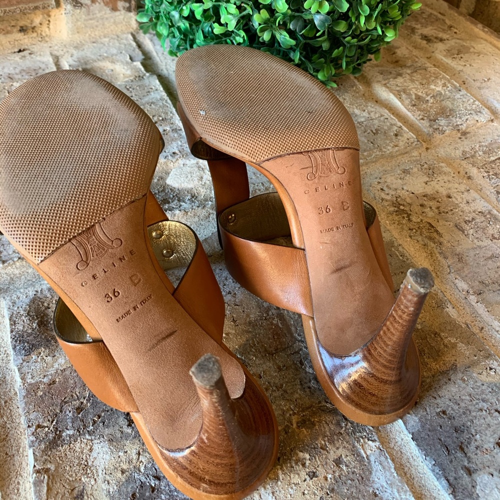 CELINE cognac brown leather mule sandals 6B - Picture 8 of 8
